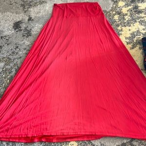 Solid red Lularoe Maxi Skirt M
